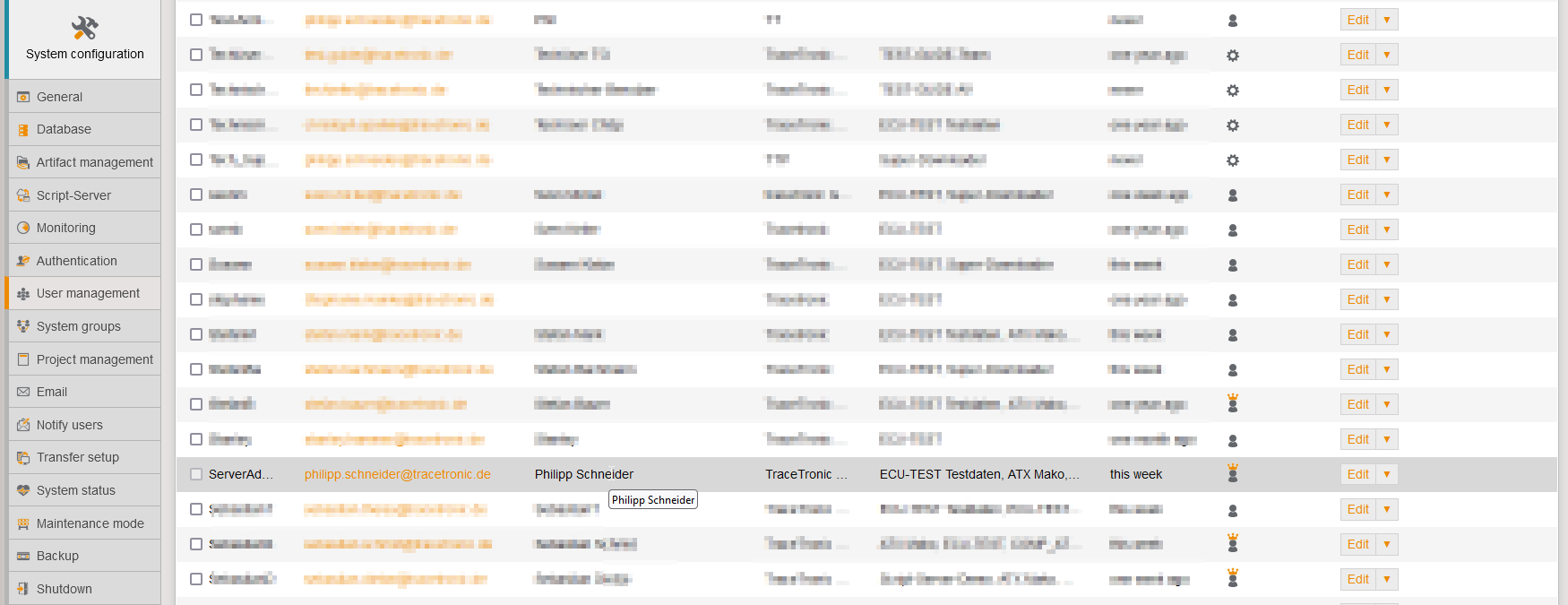 TableLineSelection