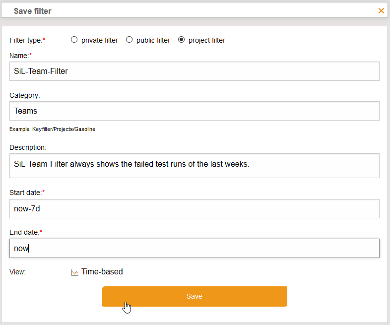 ProjectFilter Save